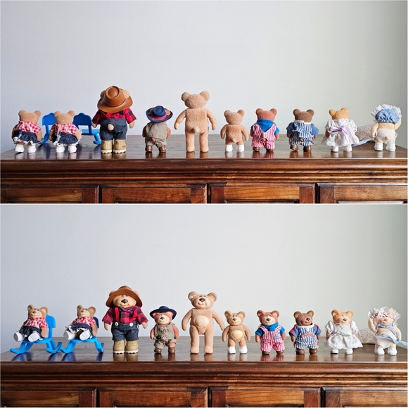 1986 Rare 10 Cabbage Patch Furskins Bears Lot, Panosh Moody Hollow House Playset - Picture 4 of 17